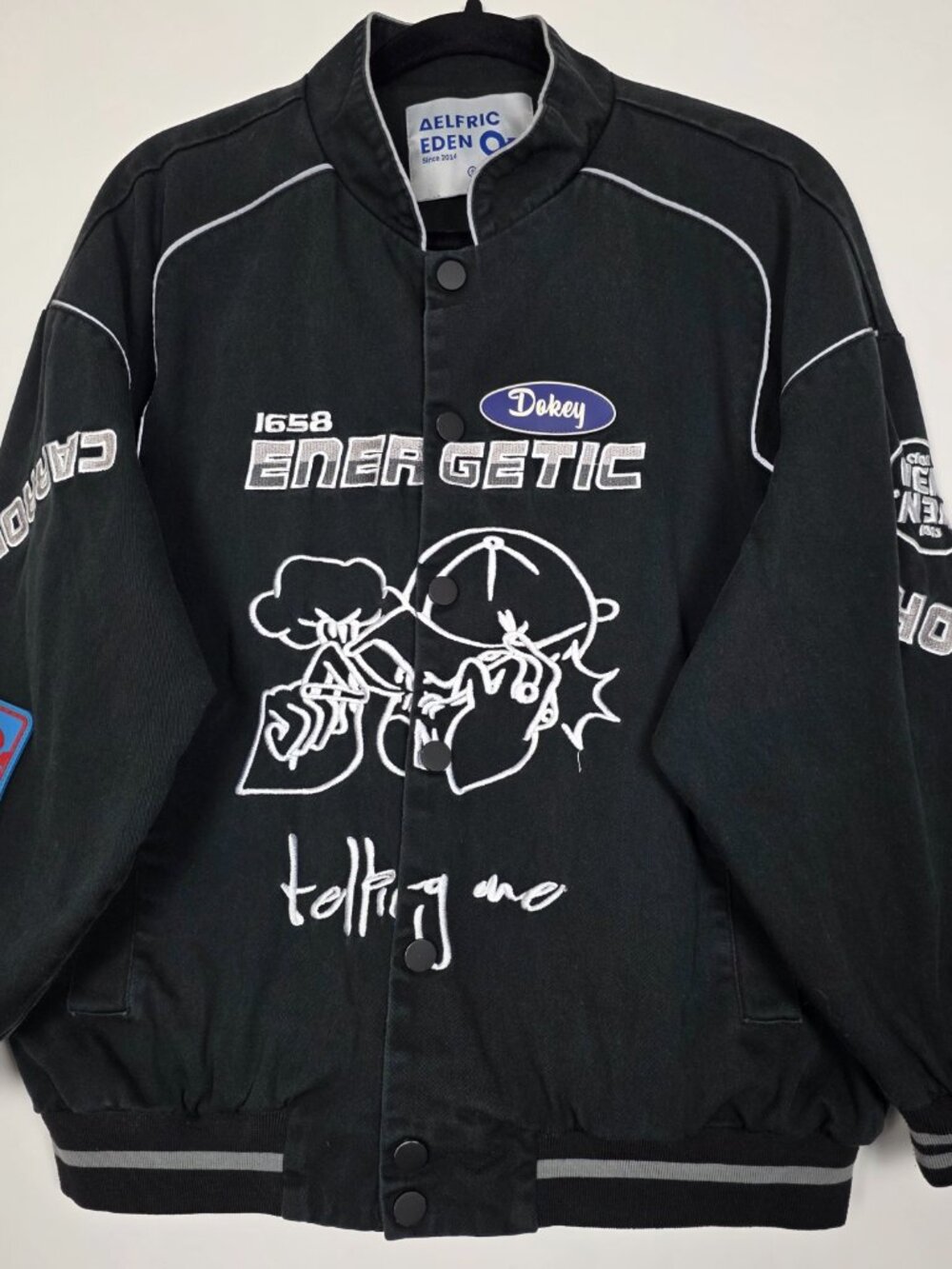 Aelfric Eden Energetic Racing Embroidered Mens Small Long Sleeve Black Jacket